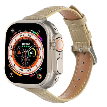 Slim Crocodile Leather Watch Band, For Apple Watch SE 2023 44mm, For Apple Watch SE 2023 40mm, For Apple Watch Ultra 2 49mm, For Apple Watch Series 9 45mm, For Apple Watch Series 9 41mm, For Apple Watch Ultra 49mm