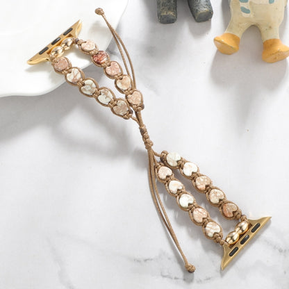 Heart Stones Drawstring Chain Watch Band, For Apple Watch SE 2023 44mm, For Apple Watch SE 2023 40mm, For Apple Watch Ultra 2 49mm, For Apple Watch Series 9 45mm, For Apple Watch Series 9 41mm, For Apple Watch Ultra 49mm, For Apple Watch Series 8 41mm ...