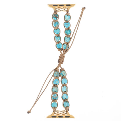 Heart Stones Drawstring Chain Watch Band, For Apple Watch SE 2023 44mm, For Apple Watch SE 2023 40mm, For Apple Watch Ultra 2 49mm, For Apple Watch Series 9 45mm, For Apple Watch Series 9 41mm, For Apple Watch Ultra 49mm, For Apple Watch Series 8 41mm ...