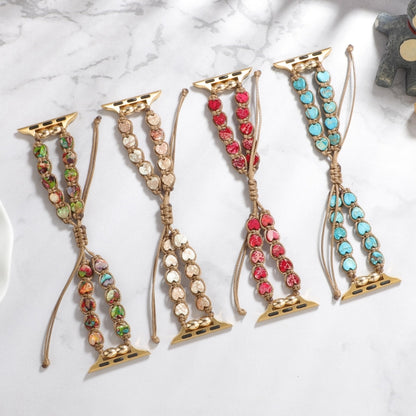Heart Stones Drawstring Chain Watch Band, For Apple Watch SE 2023 44mm, For Apple Watch SE 2023 40mm, For Apple Watch Ultra 2 49mm, For Apple Watch Series 9 45mm, For Apple Watch Series 9 41mm, For Apple Watch Ultra 49mm, For Apple Watch Series 8 41mm ...