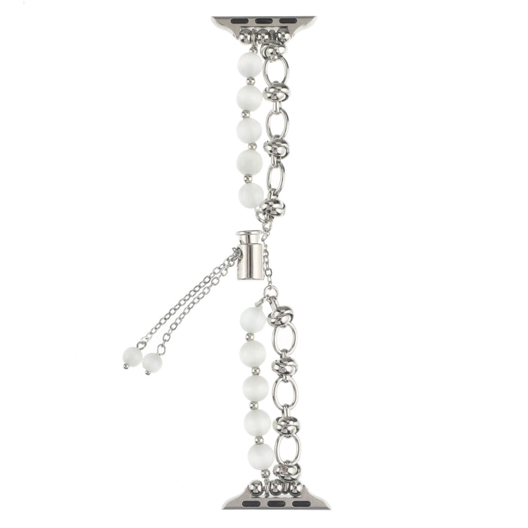 Pearl Chain Metal Bracelet Watch Band, For Apple Watch Series 5 44mm, For Apple Watch Series 5 40mm, For Apple Watch Series 4 44mm, For Apple Watch Series 4 40mm, For Apple Watch Series 3 38mm, For Apple Watch Series 3 42mm, For Apple Watch Series 2 42...
