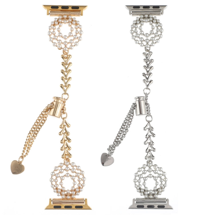 Pearl Round Zinc Alloy Chain Metal Watch Band, For Apple Watch 42mm, For Apple Watch 38mm