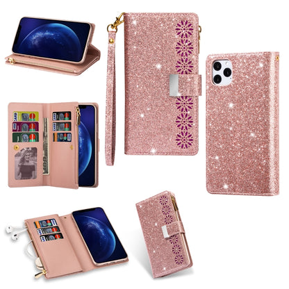 Multi-card Slots Starry Sky Laser Carving Glitter Zipper Horizontal Flip Leather Case with Holder & Wallet & Lanyard, For iPhone 11 Pro Max, For iPhone 11 Pro, For iPhone 11, For iPhone XS Max, For iPhone XR, For iPhone X / XS, For iPhone 8 Plus / 7 Pl...