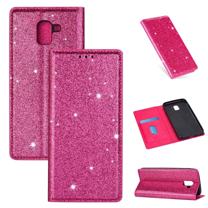 Ultrathin Glitter Magnetic Horizontal Flip Leather Case with Holder & Card Slots, For Samsung Galaxy A70, For Samsung Galaxy A7 (2018) / A750, For Samsung Galaxy J4 (2018), For Samsung Galaxy J4+, For Samsung Galaxy J6 (2018), For Samsung Galaxy J6+   ...