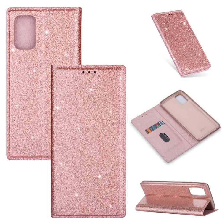 Ultrathin Glitter Magnetic Horizontal Flip Leather Case with Holder & Card Slots, For Samsung Galaxy A91, For Samsung Galaxy A21, For Samsung Galaxy A51, For Samsung Galaxy A71, For Samsung Galaxy S20, For Samsung Galaxy S20+, For Samsung Galaxy S20 Ul...