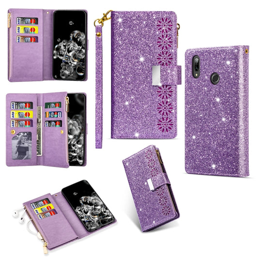 Multi-card Slots Starry Sky Laser Carving Glitter Zipper Horizontal Flip Leather Case with Holder & Wallet & Lanyard, For Samsung Galaxy A20e /  A10e, For Samsung Galaxy A40, For Samsung Galaxy M40 / A60, For Samsung Galaxy A6 (2018)                   ...