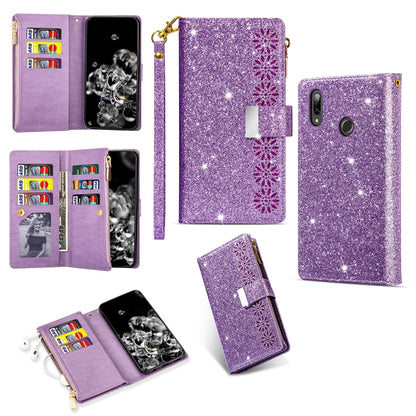 Multi-card Slots Starry Sky Laser Carving Glitter Zipper Horizontal Flip Leather Case with Holder & Wallet & Lanyard, For Samsung Galaxy A20e /  A10e, For Samsung Galaxy A40, For Samsung Galaxy M40 / A60, For Samsung Galaxy A6 (2018)                   ...