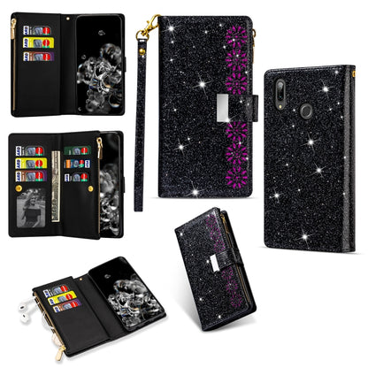 Multi-card Slots Starry Sky Laser Carving Glitter Zipper Horizontal Flip Leather Case with Holder & Wallet & Lanyard, For Samsung Galaxy A20e /  A10e, For Samsung Galaxy A40, For Samsung Galaxy M40 / A60, For Samsung Galaxy A6 (2018)                   ...