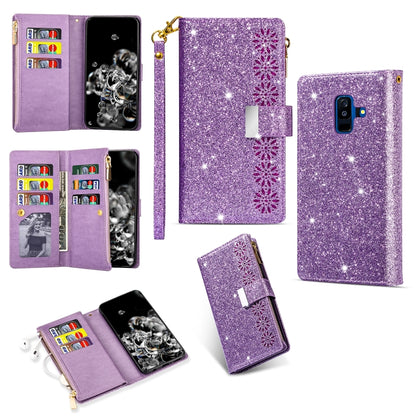 Multi-card Slots Starry Sky Laser Carving Glitter Zipper Horizontal Flip Leather Case with Holder & Wallet & Lanyard, For Samsung Galaxy A20e /  A10e, For Samsung Galaxy A40, For Samsung Galaxy M40 / A60, For Samsung Galaxy A6 (2018)                   ...