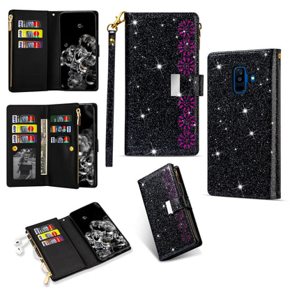 Multi-card Slots Starry Sky Laser Carving Glitter Zipper Horizontal Flip Leather Case with Holder & Wallet & Lanyard, For Samsung Galaxy A20e /  A10e, For Samsung Galaxy A40, For Samsung Galaxy M40 / A60, For Samsung Galaxy A6 (2018)                   ...