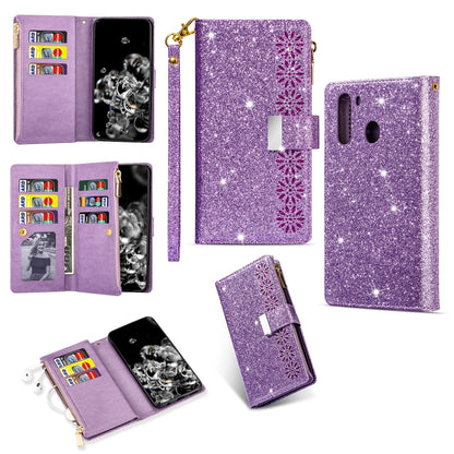 Multi-card Slots Starry Sky Laser Carving Glitter Zipper Horizontal Flip Leather Case with Holder & Wallet & Lanyard, For Samsung Galaxy A20e /  A10e, For Samsung Galaxy A40, For Samsung Galaxy M40 / A60, For Samsung Galaxy A6 (2018)                   ...