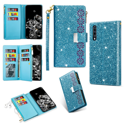 Multi-card Slots Starry Sky Laser Carving Glitter Zipper Horizontal Flip Leather Case with Holder & Wallet & Lanyard, For Samsung Galaxy A20e /  A10e, For Samsung Galaxy A40, For Samsung Galaxy M40 / A60, For Samsung Galaxy A6 (2018)                   ...