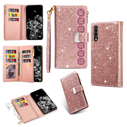 Multi-card Slots Starry Sky Laser Carving Glitter Zipper Horizontal Flip Leather Case with Holder & Wallet & Lanyard, For Samsung Galaxy A20e /  A10e, For Samsung Galaxy A40, For Samsung Galaxy M40 / A60, For Samsung Galaxy A6 (2018)                   ...