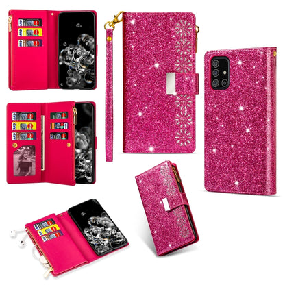 Multi-card Slots Starry Sky Laser Carving Glitter Zipper Horizontal Flip Leather Case with Holder & Wallet & Lanyard, For Samsung Galaxy A20e /  A10e, For Samsung Galaxy A40, For Samsung Galaxy M40 / A60, For Samsung Galaxy A6 (2018)                   ...