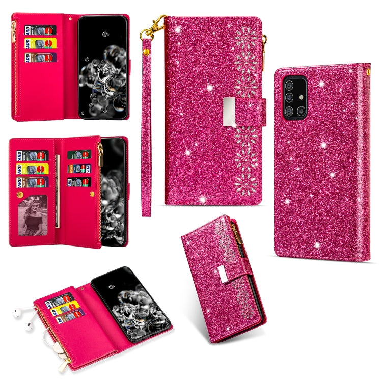 Multi-card Slots Starry Sky Laser Carving Glitter Zipper Horizontal Flip Leather Case with Holder & Wallet & Lanyard, For Samsung Galaxy A51, For Samsung Galaxy A81 / Note 10 Lite / M60s, For Samsung Galaxy A91 / S10 Lite / M80s                        ...