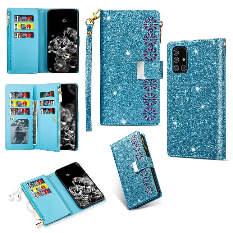 Multi-card Slots Starry Sky Laser Carving Glitter Zipper Horizontal Flip Leather Case with Holder & Wallet & Lanyard, For Samsung Galaxy A51, For Samsung Galaxy A81 / Note 10 Lite / M60s, For Samsung Galaxy A91 / S10 Lite / M80s                        ...