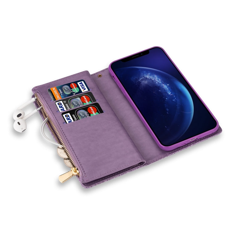 Multi-card Slots Starry Sky Laser Carving Glitter Zipper Horizontal Flip Leather Case with Holder & Wallet & Lanyard, For Samsung Galaxy S8, For Samsung Galaxy S8+, For Samsung Galaxy S9, For Samsung Galaxy S9+, For Samsung Galaxy S10                  ...