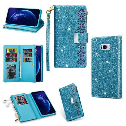Multi-card Slots Starry Sky Laser Carving Glitter Zipper Horizontal Flip Leather Case with Holder & Wallet & Lanyard, For Samsung Galaxy S8, For Samsung Galaxy S8+, For Samsung Galaxy S9, For Samsung Galaxy S9+, For Samsung Galaxy S10                  ...