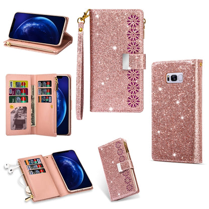 Multi-card Slots Starry Sky Laser Carving Glitter Zipper Horizontal Flip Leather Case with Holder & Wallet & Lanyard, For Samsung Galaxy S8, For Samsung Galaxy S8+, For Samsung Galaxy S9, For Samsung Galaxy S9+, For Samsung Galaxy S10                  ...