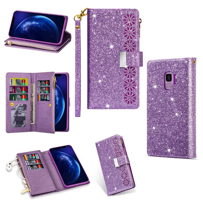 Multi-card Slots Starry Sky Laser Carving Glitter Zipper Horizontal Flip Leather Case with Holder & Wallet & Lanyard, For Samsung Galaxy S8, For Samsung Galaxy S8+, For Samsung Galaxy S9, For Samsung Galaxy S9+, For Samsung Galaxy S10                  ...