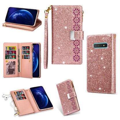 Multi-card Slots Starry Sky Laser Carving Glitter Zipper Horizontal Flip Leather Case with Holder & Wallet & Lanyard, For Samsung Galaxy S8, For Samsung Galaxy S8+, For Samsung Galaxy S9, For Samsung Galaxy S9+, For Samsung Galaxy S10                  ...