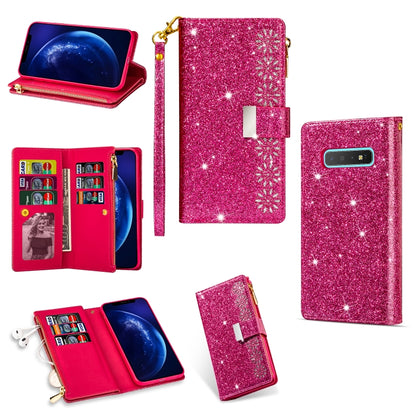Multi-card Slots Starry Sky Laser Carving Glitter Zipper Horizontal Flip Leather Case with Holder & Wallet & Lanyard, For Samsung Galaxy S8, For Samsung Galaxy S8+, For Samsung Galaxy S9, For Samsung Galaxy S9+, For Samsung Galaxy S10                  ...