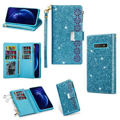 Multi-card Slots Starry Sky Laser Carving Glitter Zipper Horizontal Flip Leather Case with Holder & Wallet & Lanyard, For Samsung Galaxy S8, For Samsung Galaxy S8+, For Samsung Galaxy S9, For Samsung Galaxy S9+, For Samsung Galaxy S10                  ...