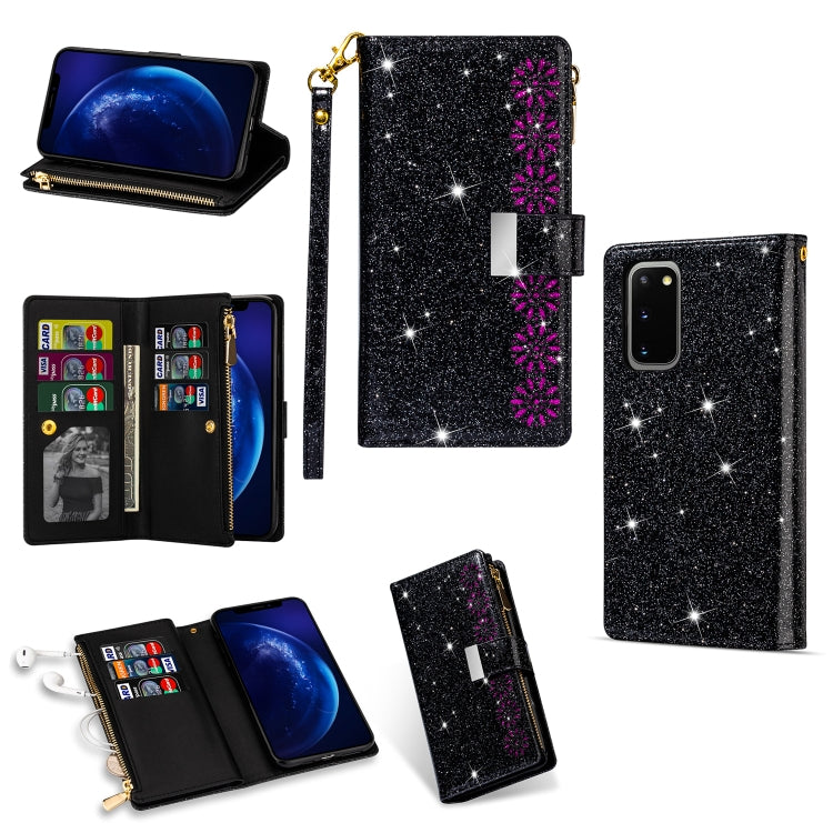 Multi-card Slots Starry Sky Laser Carving Glitter Zipper Horizontal Flip Leather Case with Holder & Wallet & Lanyard, For Samsung Galaxy S8, For Samsung Galaxy S8+, For Samsung Galaxy S9, For Samsung Galaxy S9+, For Samsung Galaxy S10                  ...