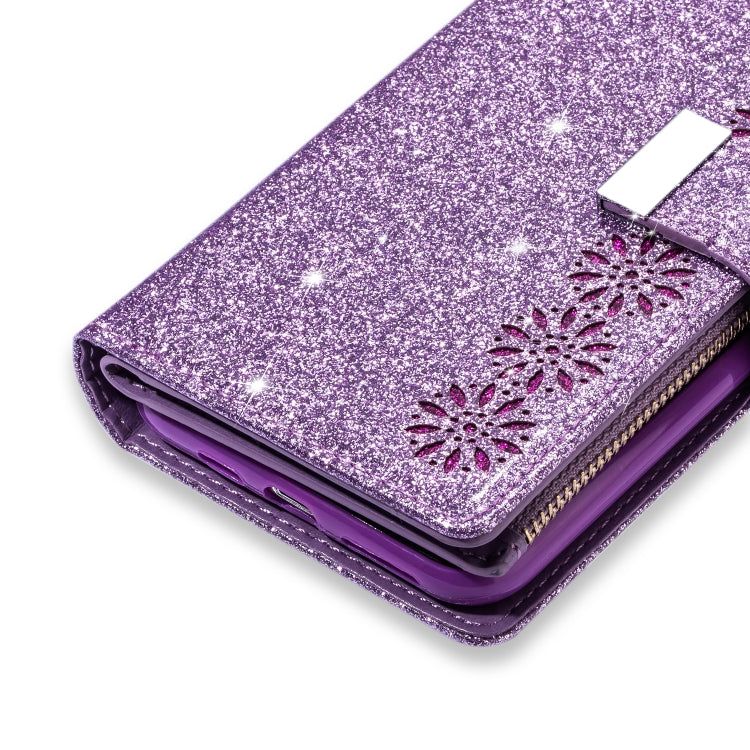Multi-card Slots Starry Sky Laser Carving Glitter Zipper Horizontal Flip Leather Case with Holder & Wallet & Lanyard, For Samsung Galaxy S20+, For Samsung Galaxy S20 Ultra