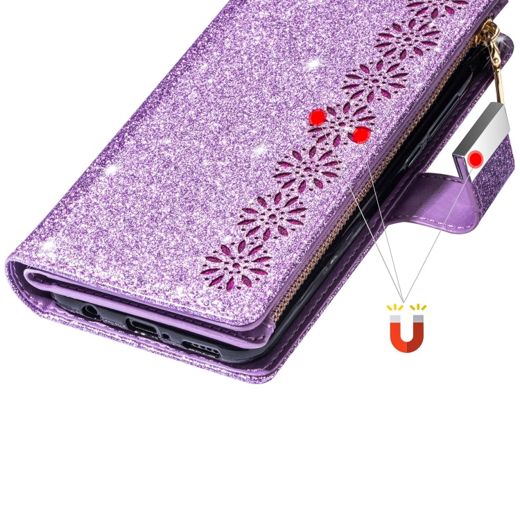 Multi-card Slots Starry Sky Laser Carving Glitter Zipper Horizontal Flip Leather Case with Holder & Wallet & Lanyard, For Samsung Galaxy S20+, For Samsung Galaxy S20 Ultra