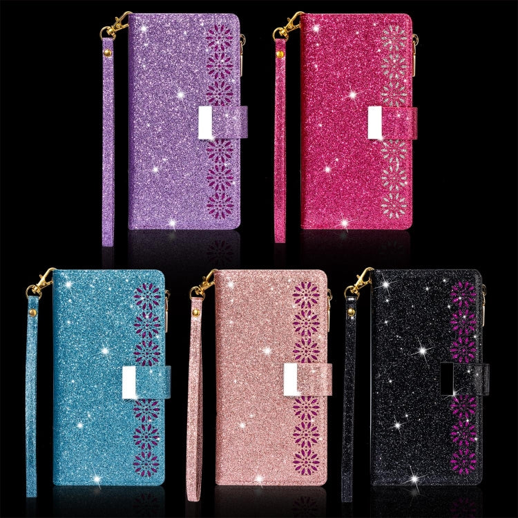Multi-card Slots Starry Sky Laser Carving Glitter Zipper Horizontal Flip Leather Case with Holder & Wallet & Lanyard, For Samsung Galaxy S20+, For Samsung Galaxy S20 Ultra