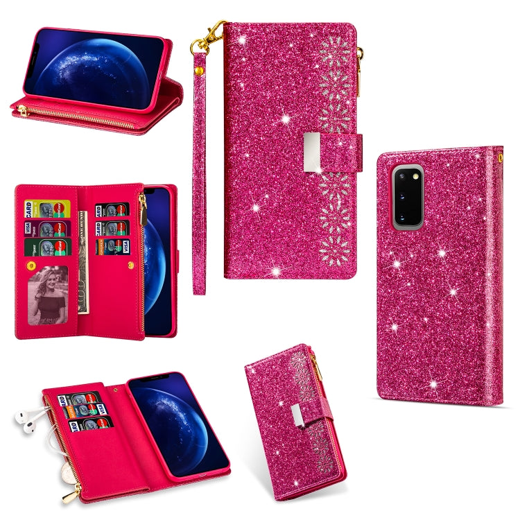Multi-card Slots Starry Sky Laser Carving Glitter Zipper Horizontal Flip Leather Case with Holder & Wallet & Lanyard, For Samsung Galaxy S20+, For Samsung Galaxy S20 Ultra