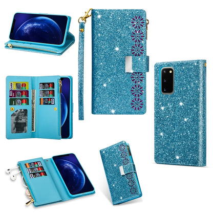 Multi-card Slots Starry Sky Laser Carving Glitter Zipper Horizontal Flip Leather Case with Holder & Wallet & Lanyard, For Samsung Galaxy S20+, For Samsung Galaxy S20 Ultra