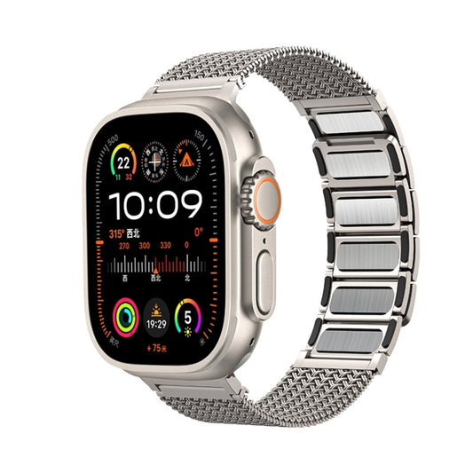 Magnetic Clasp Braided Chain Stainless Steel Watch Band, For Apple Watch SE 2023 44mm, For Apple Watch SE 2023 40mm, For Apple Watch Ultra 2 49mm, For Apple Watch Series 9 45mm, For Apple Watch Series 9 41mm, For Apple Watch Ultra 49mm                 ...