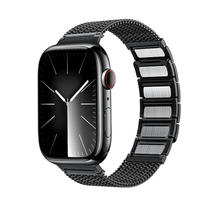 Magnetic Clasp Braided Chain Stainless Steel Watch Band, For Apple Watch SE 2023 44mm, For Apple Watch SE 2023 40mm, For Apple Watch Ultra 2 49mm, For Apple Watch Series 9 45mm, For Apple Watch Series 9 41mm, For Apple Watch Ultra 49mm                 ...