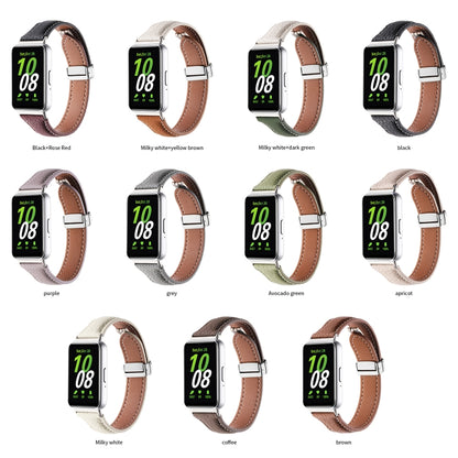 Litchi Texture Magnetic Buckle Slim Leather Watch Band, For Samsung Galaxy Fit 3