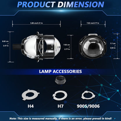 T02 1 Pair 2.5 inch Car Bifocal LED Lens Headlight, Left Driving, T02