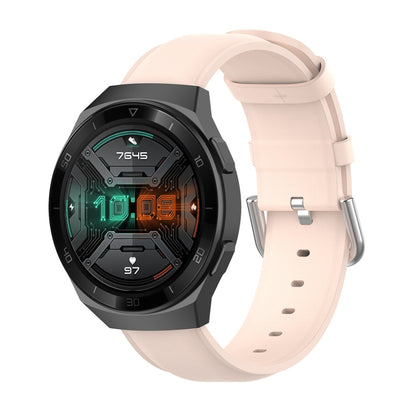 22mm Leather Strap with Round Tail Buckle, For Ticwatch Pro 2020, For Huawei Watch GT2E, For Samsung Galaxy Watch 3 45mm