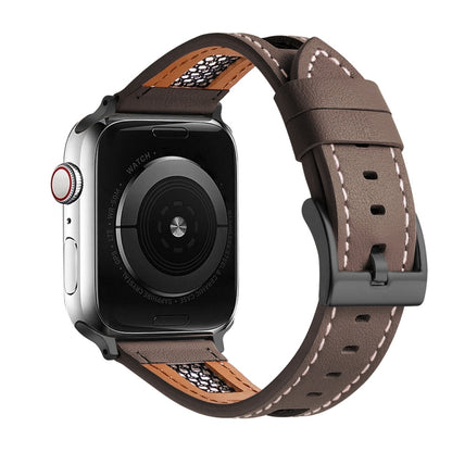 Mesh Calfskin Genuine Leather Watch Band, For Apple Watch SE 40mm, For Apple Watch SE 44mm, For Apple Watch Series 6 40mm, For Apple Watch Series 6 44mm, For Apple Watch Series 5 44mm, For Apple Watch Series 5 40mm