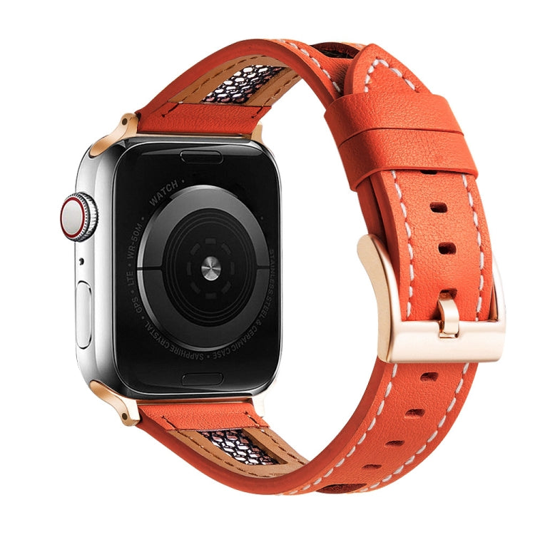 Mesh Calfskin Genuine Leather Watch Band, For Apple Watch Series 4 44mm, For Apple Watch Series 4 40mm, For Apple Watch Series 3 38mm, For Apple Watch Series 3 42mm, For Apple Watch Series 2 42mm, For Apple Watch Series 2 38mm