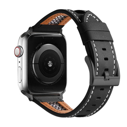 Mesh Calfskin Genuine Leather Watch Band, For Apple Watch Series 4 44mm, For Apple Watch Series 4 40mm, For Apple Watch Series 3 38mm, For Apple Watch Series 3 42mm, For Apple Watch Series 2 42mm, For Apple Watch Series 2 38mm