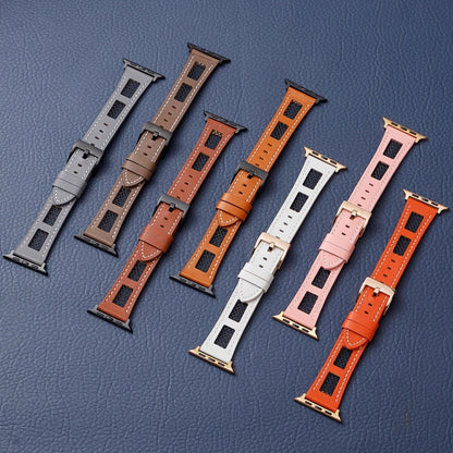 Mesh Calfskin Genuine Leather Watch Band, For Apple Watch Series 4 44mm, For Apple Watch Series 4 40mm, For Apple Watch Series 3 38mm, For Apple Watch Series 3 42mm, For Apple Watch Series 2 42mm, For Apple Watch Series 2 38mm