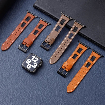 Mesh Calfskin Genuine Leather Watch Band, For Apple Watch Series 4 44mm, For Apple Watch Series 4 40mm, For Apple Watch Series 3 38mm, For Apple Watch Series 3 42mm, For Apple Watch Series 2 42mm, For Apple Watch Series 2 38mm