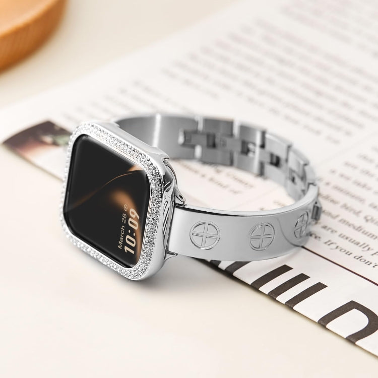 Cross Bracelet Stainless Steel Watch Band, For Apple Watch SE 2023 44mm, For Apple Watch SE 2023 40mm, For Apple Watch Ultra 2 49mm, For Apple Watch Series 9 45mm, For Apple Watch Series 9 41mm, For Apple Watch Ultra 49mm, For Apple Watch Series 8 41mm...