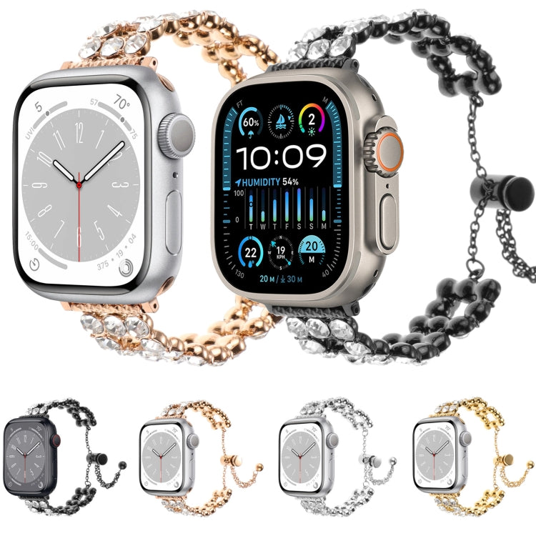 Rhinestone Metal Bracelet Watch Band, For Apple Watch SE 40mm, For Apple Watch SE 44mm, For Apple Watch Series 6 40mm, For Apple Watch Series 6 44mm, For Apple Watch Series 5 44mm, For Apple Watch Series 5 40mm, For Apple Watch Series 4 44mm           ...