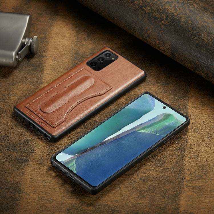 Fierre Shann Full Coverage Protective Leather Case with Holder & Card Slot, For iPhone 12 mini, For iPhone 12 / 12 Pro, For iPhone 12 Pro Max, For Galaxy Note20, For Galaxy Note20 Ultra
