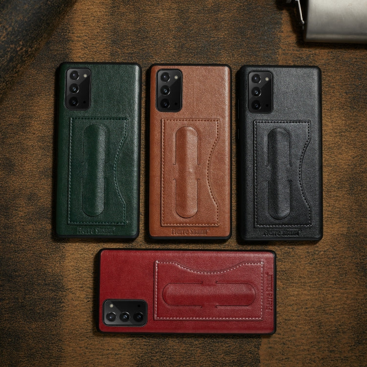 Fierre Shann Full Coverage Protective Leather Case with Holder & Card Slot, For iPhone 12 mini, For iPhone 12 / 12 Pro, For iPhone 12 Pro Max, For Galaxy Note20, For Galaxy Note20 Ultra