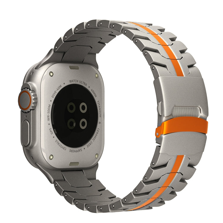 Double Lock Buckle Turtle Titanium Steel Watch Band, For Apple Watch SE 2023 44mm, For Apple Watch SE 2023 40mm, For Apple Watch Ultra 2 49mm, For Apple Watch Series 9 45mm, For Apple Watch Series 9 41mm, For Apple Watch Ultra 49mm                     ...