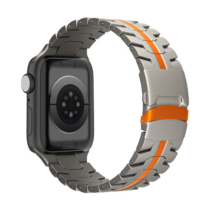 Double Lock Buckle Turtle Titanium Steel Watch Band, For Apple Watch SE 2023 44mm, For Apple Watch SE 2023 40mm, For Apple Watch Ultra 2 49mm, For Apple Watch Series 9 45mm, For Apple Watch Series 9 41mm, For Apple Watch Ultra 49mm                     ...