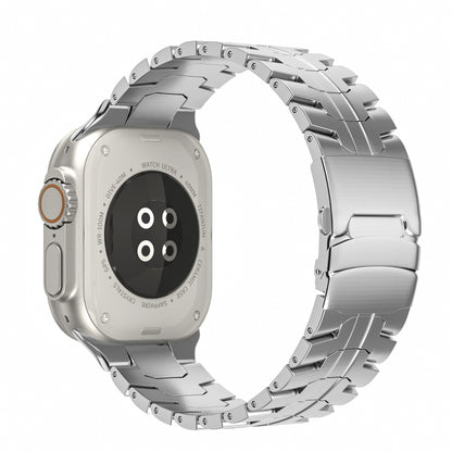 Double Lock Buckle Turtle Titanium Steel Watch Band, For Apple Watch SE 2023 44mm, For Apple Watch SE 2023 40mm, For Apple Watch Ultra 2 49mm, For Apple Watch Series 9 45mm, For Apple Watch Series 9 41mm, For Apple Watch Ultra 49mm                     ...